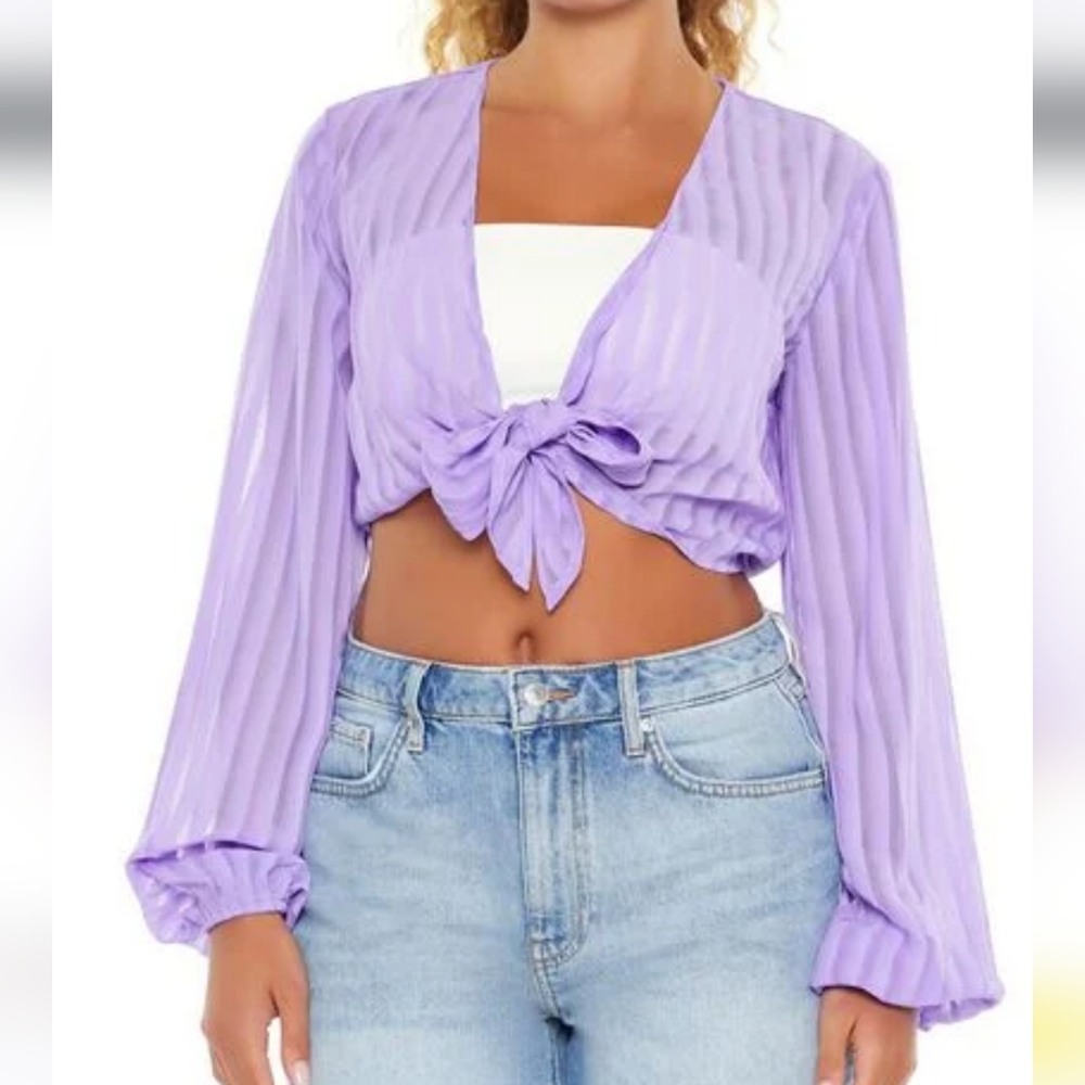 NWOT F21 Lavender Tie-Front Blouse